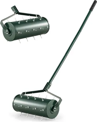 Image de Rouleau aérateur manuel pour pelouse - 44 x 128 cm, 27 pointes, manche ergonomique