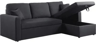 Produktbild von Ecksofa reversibel mit Schlaffunktion "Alain" - 221 x 145 x 85 cm - 3-Sitzer - Schwarz