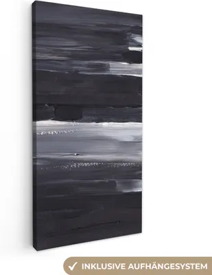 Zdjęcie produktu dla MuchoWow® - Obraz na płótnie - Kolor - Abstrakcja - Czarny, fototapeta, dekoracja ścienna, obrazy do salonu, 20x40cm