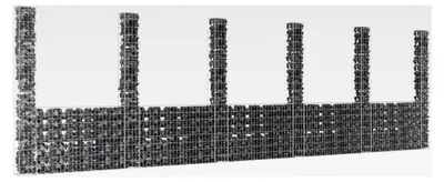 Produktbild von Gabionen 6 Säule Gabionenkorb Große Gabionenwand U Form Wand Gabionen Zaun Metall Steinkorb Wand Steingabionen Drahtkorb Gitterkörbe Dekorative Zäune Gartendeko Eisen 620x20x200 cm