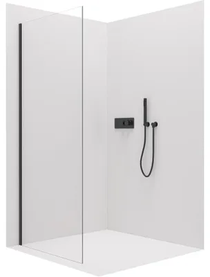 Obrázok produktu pre CERANO – Bočná stena Lantono L/P – 8 mm – čierna matná, priehľadné sklo – 70 x 195 cm