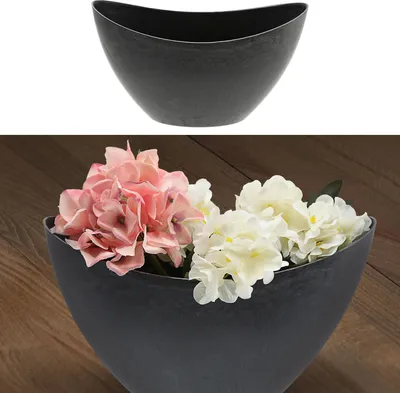 Produktbild von Deko Schale oval Schieferoptik grau 29x18x12cm Kunststoff Pflanzschale Snackschale Obstschale