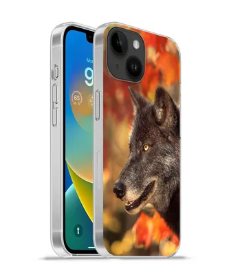 Produktbild von MuchoWow® Handyhülle Schutzhülle Hülle für Apple iPhone 14 - Softcase Wolf - Nahaufnahme - Blätter Silikon Softcase Handy Hülle - Mobiltelefonhülle