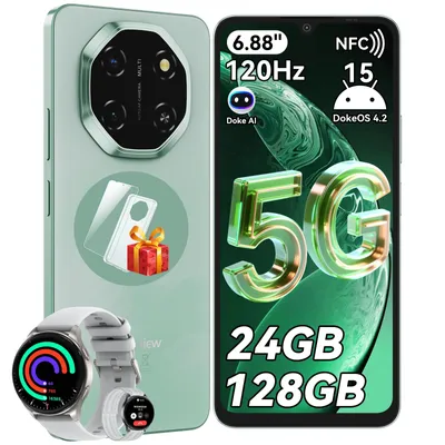 Blackview Shark 6 AI Handy 5G, 6,88“, 24GB+128GB/2TBTF, Android 15, ohne vertrag, 5000mAh, Dual SIM, 120Hz, 18W, Fingerabdruck/Face ID/GPS/OTG/NFC