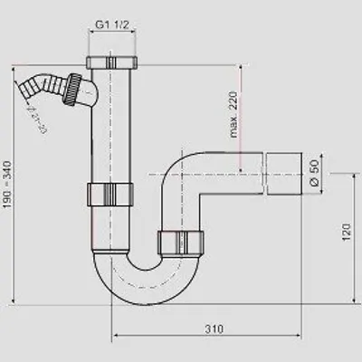 Produktbild von SANIT 31.204.00..0000 Rohrgeruchverschluss G1 1/2x50 mit