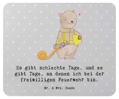 Produktbild von Mr. & Mrs. Panda Mouse Pad Bär Freiwillige Feuerwehr - Grau Pastell - Geschenk, Feuerwehrfest, mousematte, Sport, Mousepad, Jugendfeuerwehr, Feuerwehrdienst, pc, Mauspad