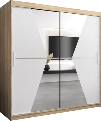 Produktbild von Kleiderschrank, Schiebetürenschrank Schlafzimmer, Schrank mit Spiegel MAROKO 200 cm
