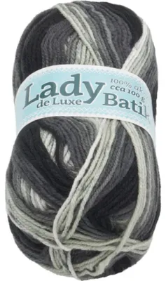 Zdjęcie produktu dla Przędza LADY de Luxe BATIK – 100 g / 238 m – biała, szara