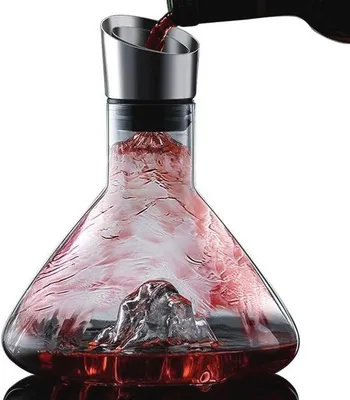 Produktbild von Weinkaraffe mit eingebautem Luftschiff - 50 Unzen handgeblasenes Kristallweingeschenk