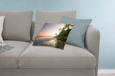 Produktbild von MuchoWow® Zierkissen Sofakissen Wohnzimmer Dekokissen 60x40 cm Strand - Sonnenuntergang - Tropisch - Kopfkissen - Polster mit Foto
