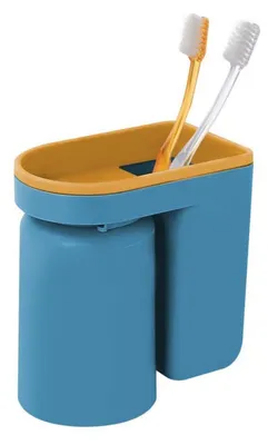 Productafbeelding van Zelfklevende bekerhouder voor tandenborstels, blauw, met afvoergat, voor de badkamer