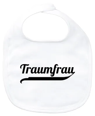 Produktbild von Huuraa Baby Lätzchen Traumfrau Schriftzug White Klettverschluss  Baumwolle Latz Geschenkidee