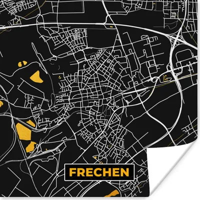 Produktbild von MuchoWow® Poster Gold - Deutschland - Karte - Stadtplan - Frechen 50x50 cm - Wohnzimmerdekoration
