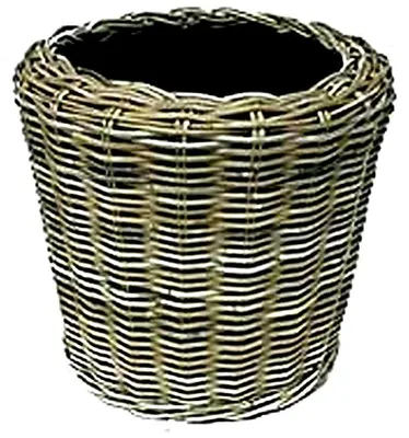 Produktbild von Pflanzkorb Rattan Rund – Beigegrau - Weidenkorb mit Einsatz für Außen / Outdoor