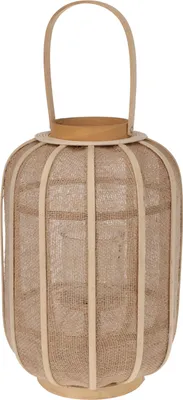 Image de H&S Collection Lanterne suspendue en rotin 28x40 cm Beige