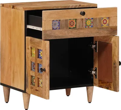 Image de vidaXL Table de nuit Nature 50 x 33 x 60 cm Bois massif Mango