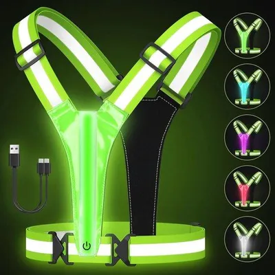 Productafbeelding van Led Veiligheidsvest - Groene Reflecterende Vest voor Nachtwandelingen - Oplaadbaar en Verstelbaar