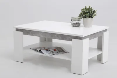 Immagine prodotto di Tavolino da salotto Tavolo Tim II - decoro bianco/cemento - rivestimento in melamina - ampio ripiano - dimensioni 90 x 60 cm