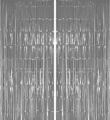 Produktbild von 2x Lametta Vorhang - silber - 91x244 cm