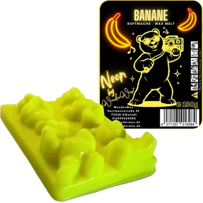 Produktbild von WonderWax Neon Duftriegel 6 x Duftwachs Bären Wachsmelt Duftwachs Raumduft für Duftlampen Soja Wachs Melts Duftmelt Aroma Wellnes Kerzen Wärmer Wax Tarts Banane
