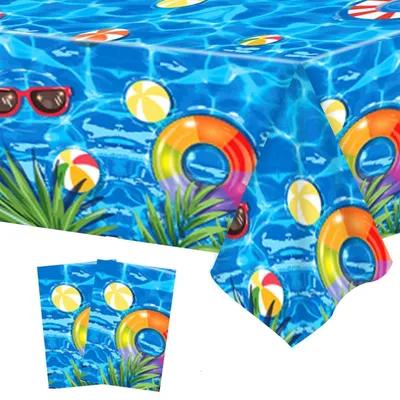 Obrázek produktu pro 2 kusy plastové ubrusy, rozměry 137 x 274 cm, modré barvy, omyvatelné a voděodolné