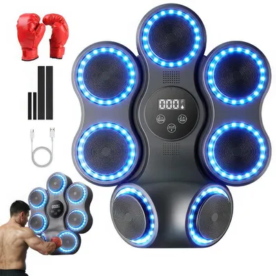 Produktbild von Boxmaschine mit Musik, Musik Boxmaschine Wandmontage, 11 Modi & 9 Stufen, Bluetooth, LED, Typ-C, inkl. Handschuhe – Boxtraining für Zuhause