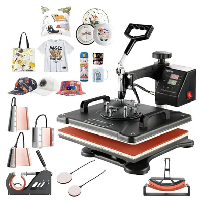 Imagen del producto de Máquina de estampado en caliente 8 en 1 - 38 x 30 cm con pantalla LED digital y brazo giratorio para textiles y tazas - color