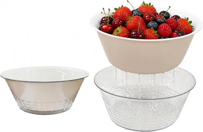 Productafbeelding van Bessenmand set, 4-delig, stapelbaar, geschikt voor bessen en fruit, keukenaccessoire
