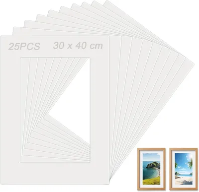 Productafbeelding van Passepartouts 30 x 40 cm, 25 stuks, wit, karton, voor fotolijsten