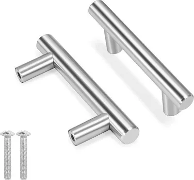 Productafbeelding van RVS T-grepen, geborsteld, met een afstand van 4-25 cm, zilverkleurig