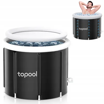 Produktbild von Topool Eistonne 350L – Tragbare Badewanne für Eisbäder mit Deckel und Tasche | Kältetherapie, Muskelregeneration & Immunsystem-Stärkung | Für Sportler