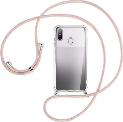 Produktbild von Handykette Backcover-Schutzhülle mit Band (Metall silberfarben) für HTC U12 life - roségold