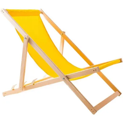 Immagine prodotto di WOODOK Sedia a sdraio pieghevole in legno - Sedia da spiaggia in faggio fino a 120 kg, senza braccioli - Regolazione dello schienale a 3 posizioni (giallo)
