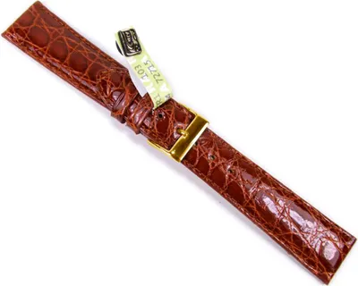 Produktbild von Uhrenarmband Echt Kroko Krokodilleder Braun gepolstert 20800G, Stegbreite:16mm