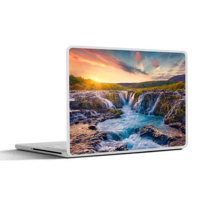 Produktbild von MuchoWow® Laptop Aufkleber Sticker Cover Wasserfall - Pflanzen - Moos - Landschaft - Sonnenuntergang - Fels 30x22 cm - Laptop-Sticker