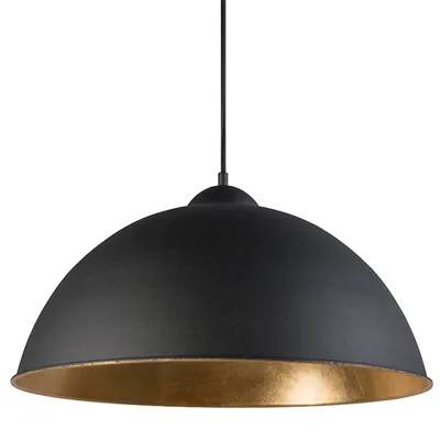 Produktbild von Trio Leuchten - Modern Halbrund Pendelleuchte I Esstisch I Esszimmer I Pendellampe I Hängelampe I Pendellampe I Halbrund Pendelleuchte I Lampe I Leuchte Magna schwarz-Gold I Messing I Wohnzimmer I Schlafzimmer - Metall Rund - LED geeignet E27