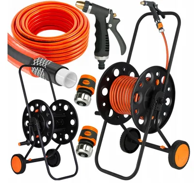 Obrázek produktu pro Schmith Sada kovového vozíku s hadicí 1/2", 25 m | Prémiové zavlažování zahrady, flexibilní a odolná hadice na vodu pro dům