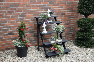 Produktbild von Blumentreppe groß aus Holz 100 x 78 x 109 cm anthrazit