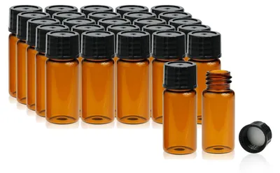 Immagine prodotto di 20 flaconi di vetro ambrato da 10 ml con tappo