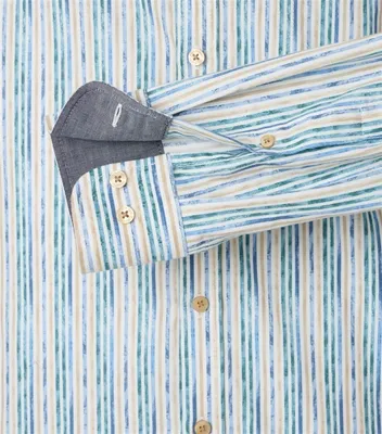 Produktbild von CASAMODA Herren Freizeithemd Langarm Button-Down Casual Petrol gestreift XXL
