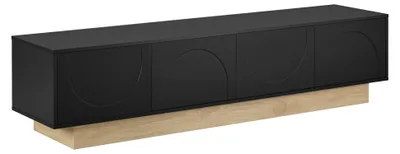 Obrázek produktu pro Černá televizní skříňka se 4 dvířky, s reliéfním vzorem, rozměry 175 x 40 x 41,5 cm
