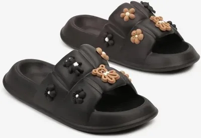 Produktbild von Damen Hausschuhe Slippers Badeschuhe Schaumstoff Badeslipper Ker Schwarz Gr.38/39