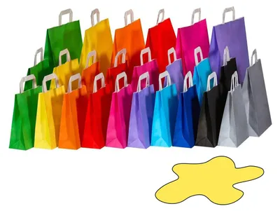 Produktbild von 50x Papiertragetaschen Papiertaschen Flachhenkel 18x8x22cm gelb 70gr.