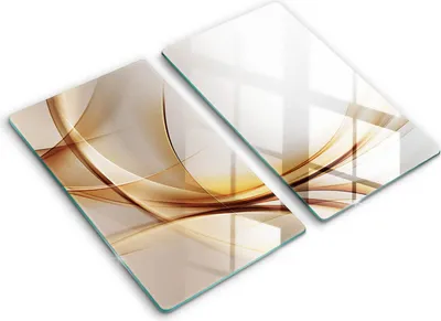Produktbild von Glasschneideplatte - Herdabdeckplatte - 2x30x52 cm -Schneidebrett - Spritzschutz -Abstraktionsformen