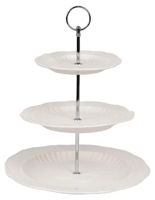 Obrázek produktu pro Clayre & Eef 3vrstvý etážový stůl Ø 26x31 cm bílá keramika
