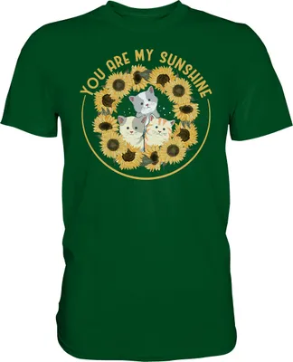 Produktbild von Katzen Sonnenblumen T-Shirt Gärtner Geschenk Garten – Bottle Green / L