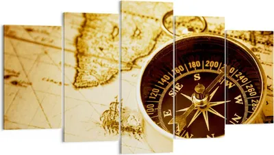 Produktbild von Bild auf Leinwand - Leinwandbild - Kompass alt reisen Reise - 160x85cm - Wand Bild - Wanddeko - Leinwanddruck - Bilder - Kunstdruck - Wanddekoration - Leinwand bilder - Wandkunst - EA160x85-2103