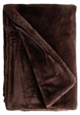 Zdjęcie produktu dla HOMLA Koc MALEO brązowy z puszystego sztucznego futra 150x200 cm