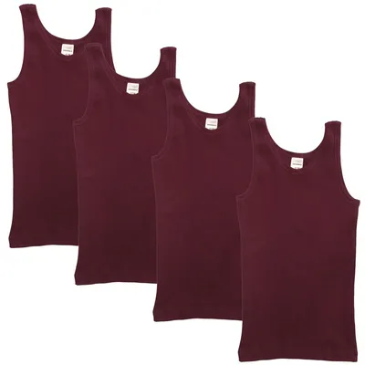 Produktbild von HERMKO 2000 4er Pack Mädchen Unterhemd aus 100% Baumwolle, Tank Top, Farbe:bordeaux, Größe:116