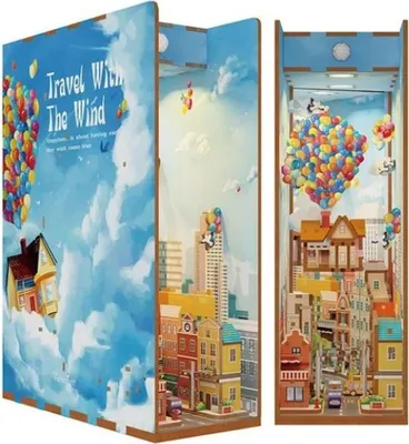 Obrázok produktu pre 3D puzzle, knižný výklenok Cesta s vetrom, drevo, Tonecheer, 143 dielov